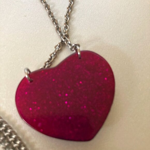 Lot of 3 Aeropostale Silver Tone Heart Charms Pendant Necklace Heart preloved - Picture 8 of 8